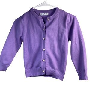 Smiling Pinker Purple Cardigan Girl's Size 4T Gold Pearl Buttons